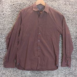 American Eagle Shirt Men Medium Purple Slim Fit Strip Casual Button Down Collar